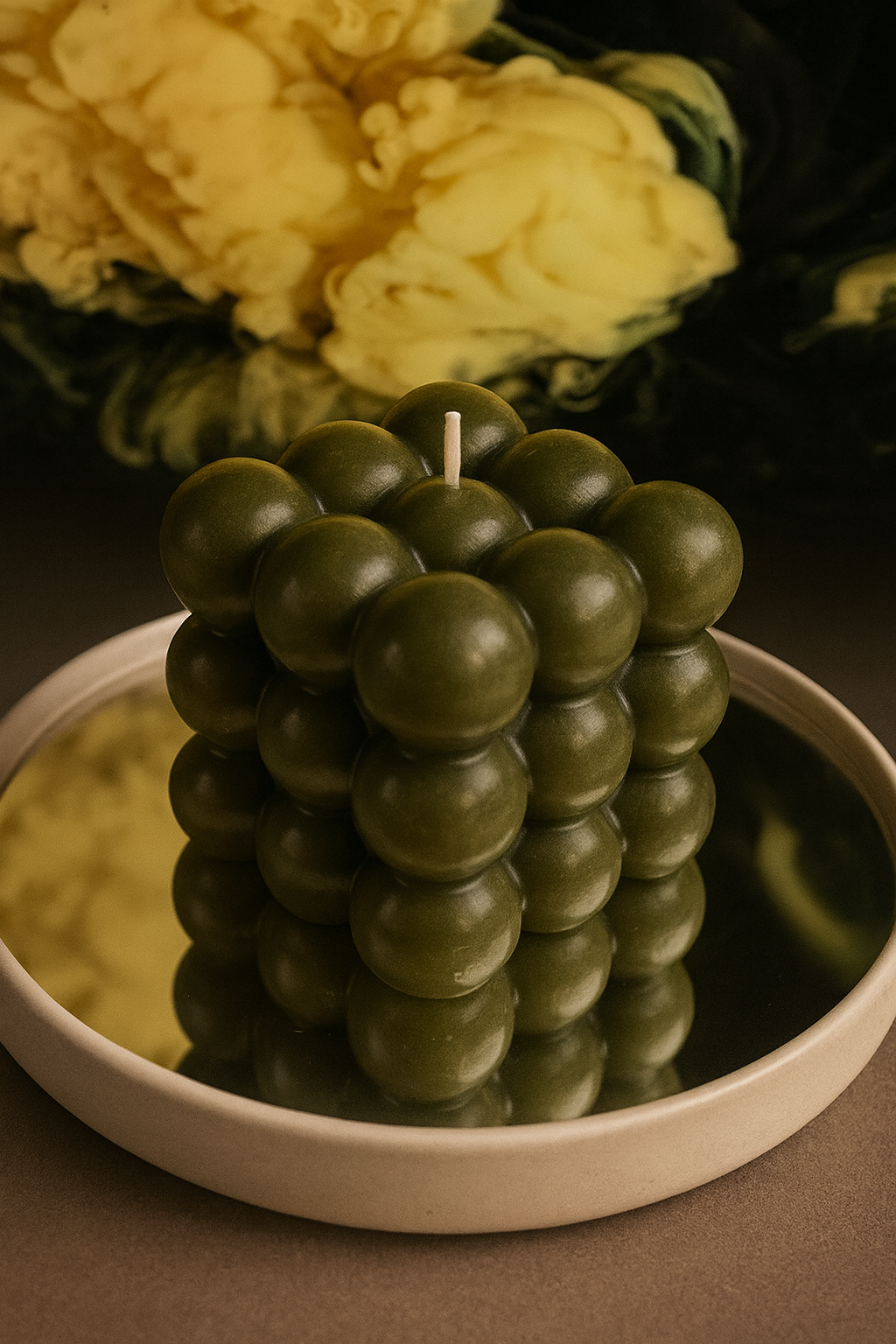 Large Bubble Candle (Green, Modern Decorative Statement Candle)