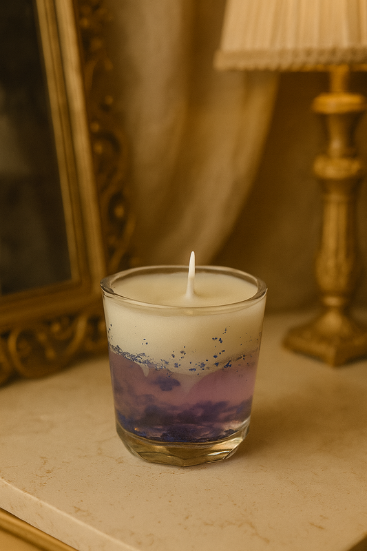 Water-Inspired Candle (Layered Blue & White, Premium Glass Jar)