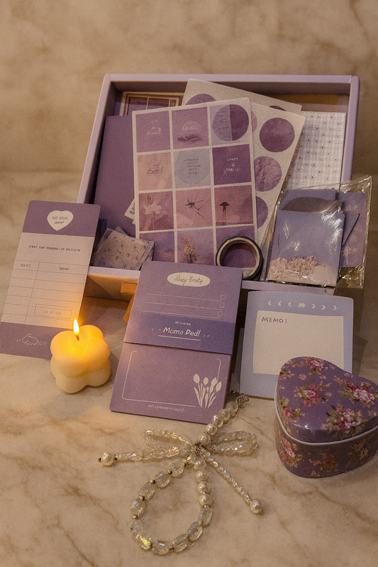 Aesthetic Journal Kit (Purple Themed, Complete Stationery Set)