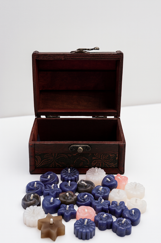 🌸 Vintage Wedding Treasure Chest with Mini Candles – Perfect for Home Décor