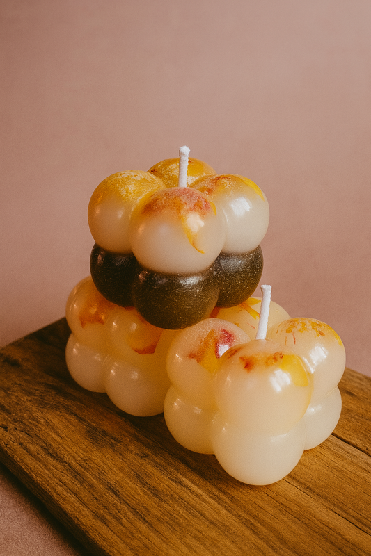 🌼 Combo Pack of 3 – Bubble Candles with Real Yellow Rose Petals